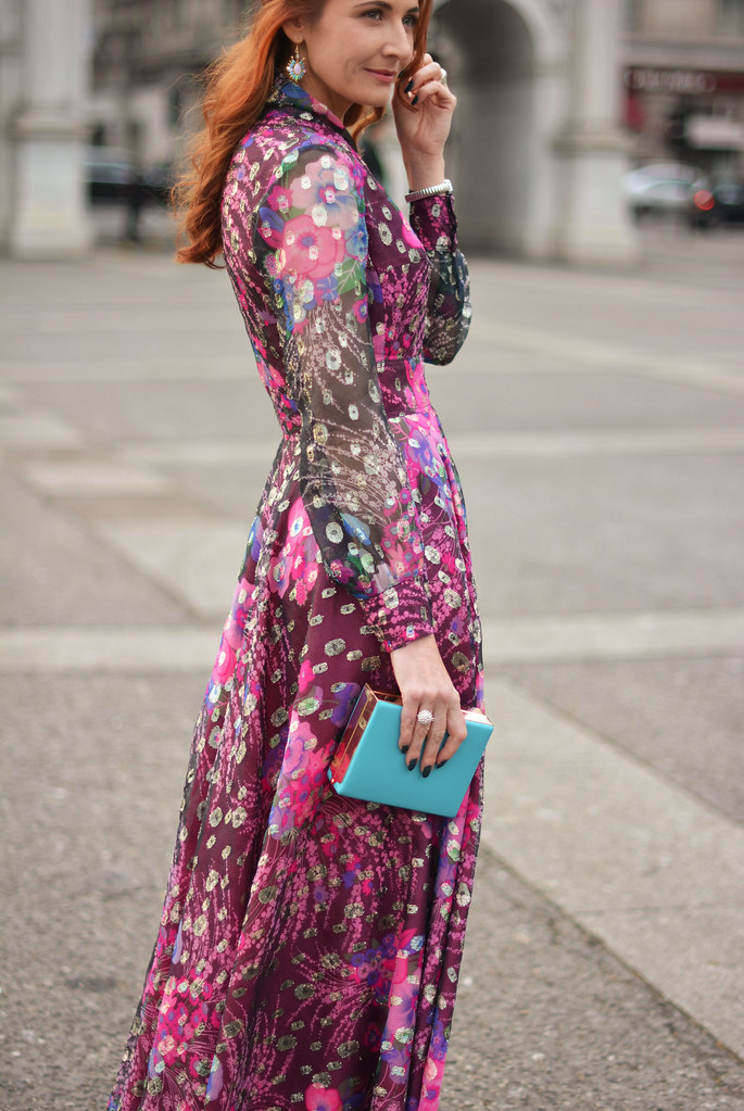 Vintage 1970s full-length patterned dress