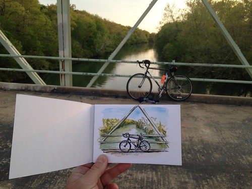 Combining a bike ride with some sketching on the Galloway Greenway iron bridge. A leisurely 11 mile ride for some drawing and painting.