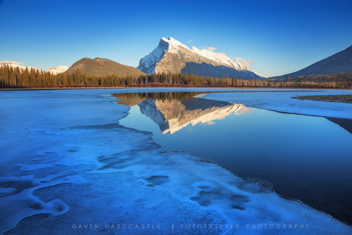park blue sunset ice water reflections rockies mt lakes canadian national alberta banff vermillion rundle moutnains