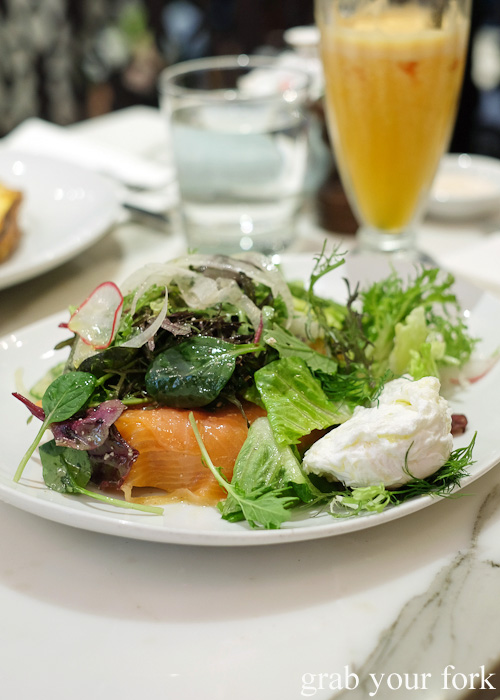 Smoked salmon open sandwich at The Palace Tea Room, QVB, Sydney