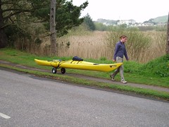 Trolleying our kayaks inland Image