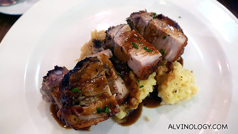 Pork Belly served with Mash Potatoes (S$19.80)