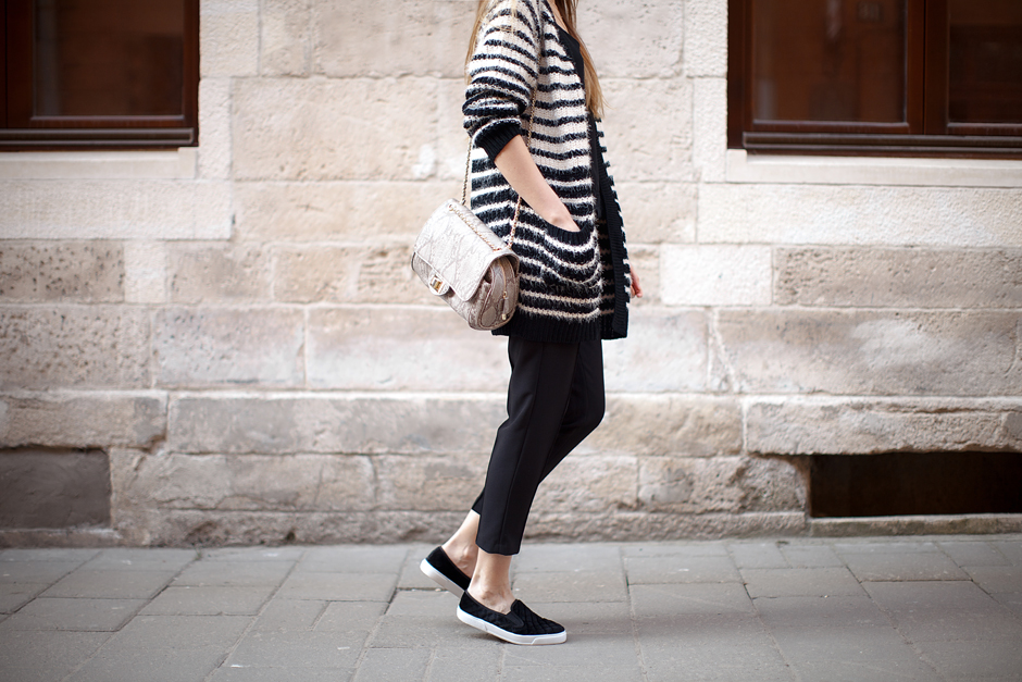 black slip ons outfit