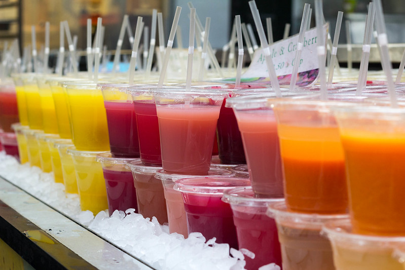 Fruit juices all in a row