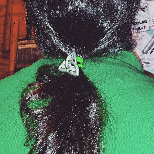 Day 17: Fill the screen with green! St. Paddy's Day hair, with Celtic hair tie! #takentodaymarch15 #StPatricksDay