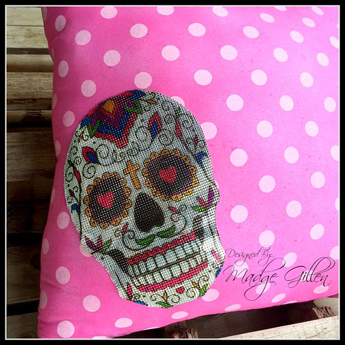 Sugar Skull Bling Pillow Buckle Boutique Designed by Madge Gillen