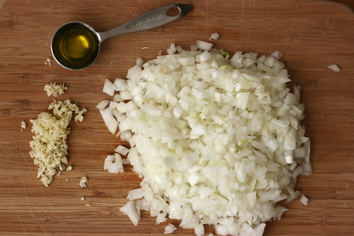 Chopped onion and minced garlic