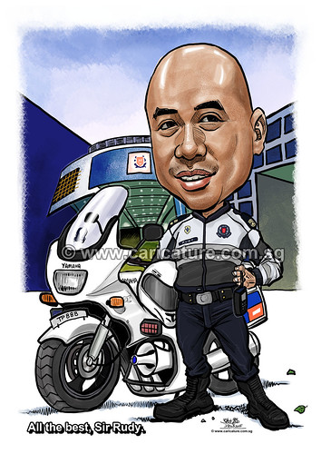 Traffic police digital caricature (watermarked)