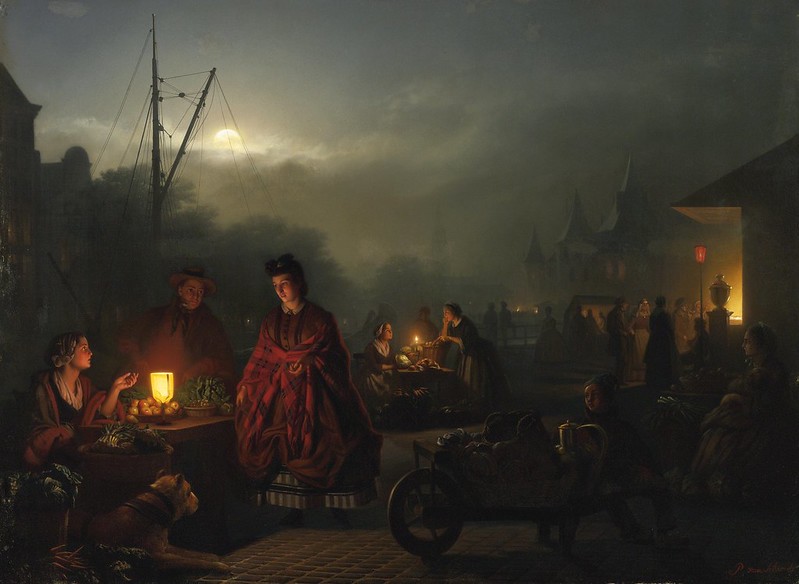Petrus van Schendel - The Night Market (c.1865)