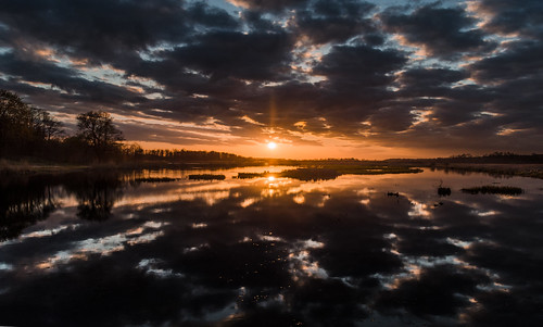 sunset sky sun sunlight lake reflection nature water clouds landscape pentax poland waterscape piotrfil