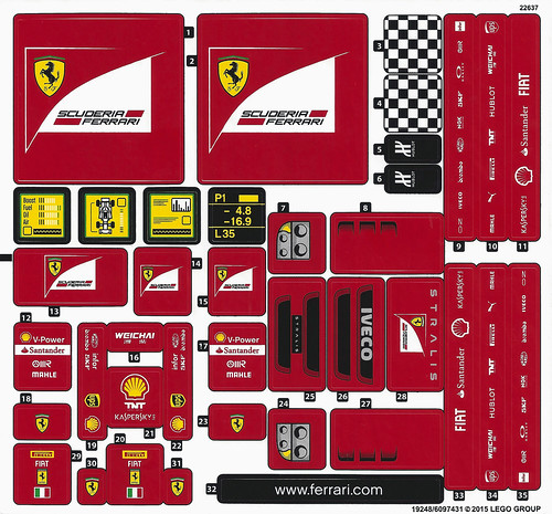 F14 T & Scuderia Ferrari Precut Custom Replacement Stickers for Lego Set 75913