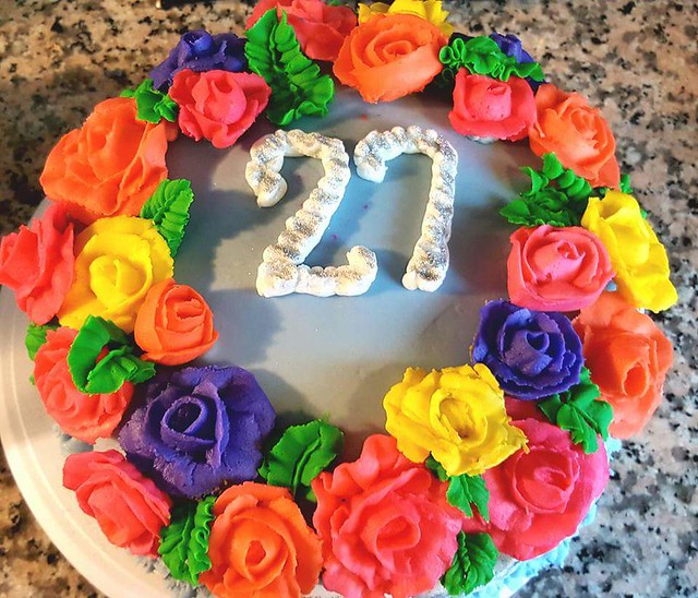 Colored Roses Birthday Cake by Jennifer Elaine Nieto Gomez