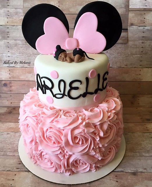 Minnie Mouse Baby Shower Cake by Melanii Wright of Baked by Melanii