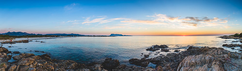 italy sardinia sardegna san teodoro olbia isuledda beach sea water sunrise sun reflections tavolara island panorama panoramic view nature landscape canon