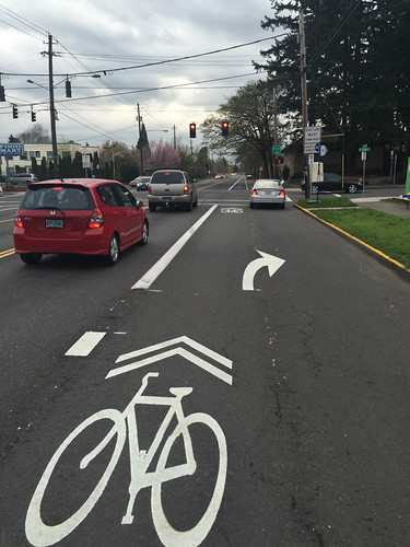 New bike lane striping at N Rosa Parks and Albina-2