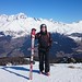 Autor reportu (vpředu), Mont Blanc (v pozadí)