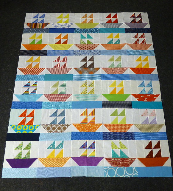 Bee Blessed Sail Boats Quilt top