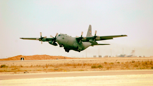 Iraqi Air Force C-130 taking off القوة الجوية العراقية