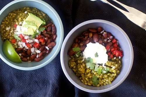 green grain and red bean taco bowl