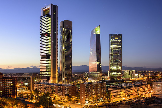 Las cuatro torres son el simbolo del Madrid moderno. Torre Foster, torre PWC, torre de Cristal y torre Espacio