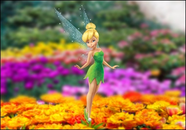 Disney Fairies Trail screenshot of Tinker Bell flying in front of a garden bed.