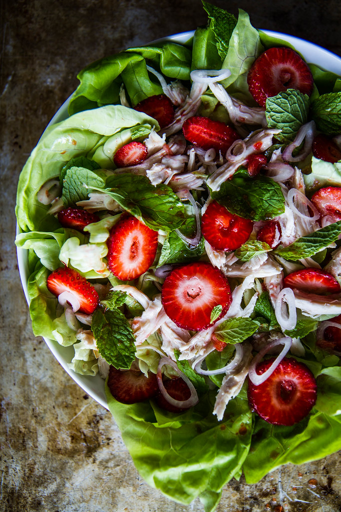 Chicken, Mint and Strawberry Salad
