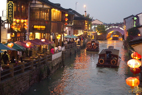 china venice sunset night boat asia suzhou nightlife venecia xina shangtang vencezia