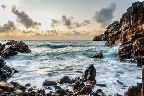 sunset seascape rock landscape rocks waves ngc wave bretagne hd pointe paysage vague rocher 4k primel