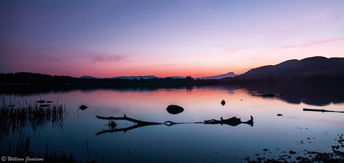 sunset red sky lake mountains reflection water scotland spring nikon william hills loch menteith trossachs jamieson d90