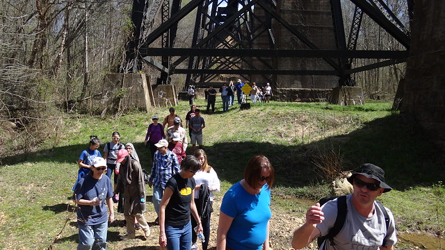 Tour under the Bridge - Interpreter Bob Flippen takes visitors on a tour under the bridge at High Bridge Trail State Park, Virginia