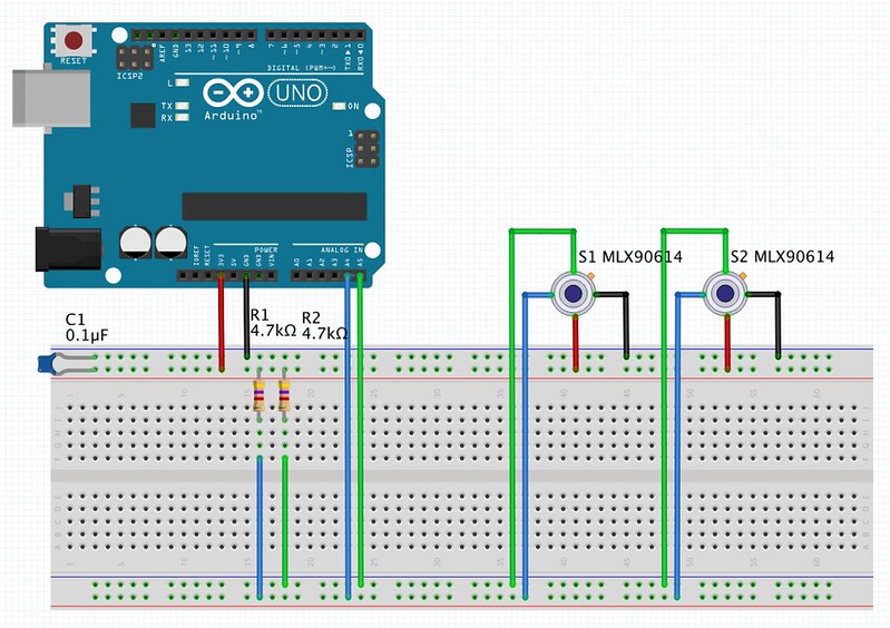 2 x MLX90614 sensors and an Arduino