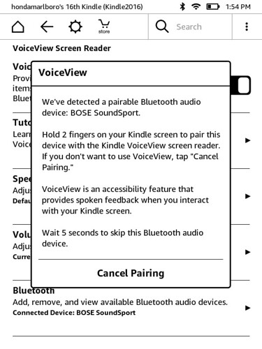 Kindle 2016 Bluetooth Pairing