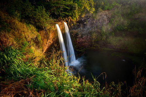 morning river hawaii polynesia islands waterfall stream exposure december pacific falls waterfalls kauai wailua