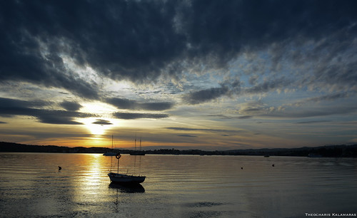 sunset sea clouds boats village hellas greece sping peloponnese peloponnisos portoheli