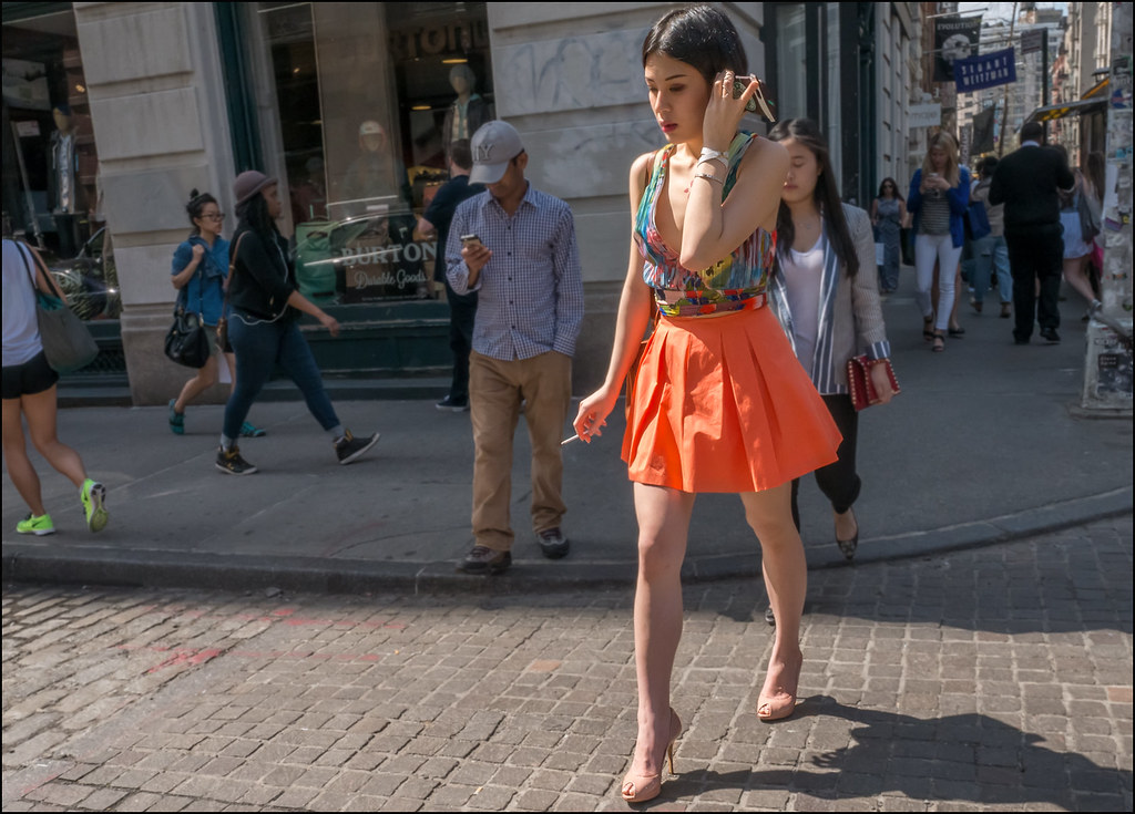 SS5-15 11w orange short skirt multi color low cut top beige heels