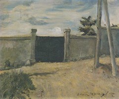 岸田劉生「門と草と道」（1916）