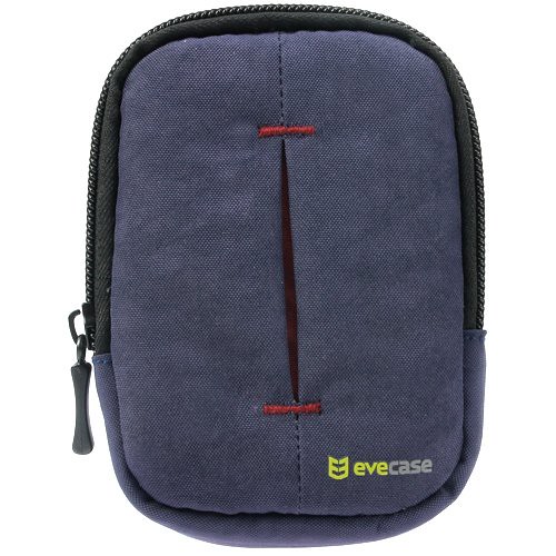Evecase Compact Camera Nylon Pouch Case with Strap - Ink Blue for Nikon COOLPIX L620, L30, L28, L26, S31, S30, S810C, S3600, S9700, AW120, AW110, AW100, S800c, S4200, S9700, S9050, S9200, S6400, S3300, S4300, S6300, S9300, S100, S6200, S8200, S3100, S4100