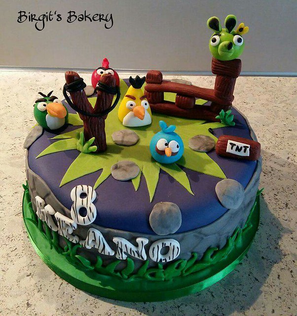 Angry Birds Cake by Birgit Saleh-Bergmann of Birgit's Bakery