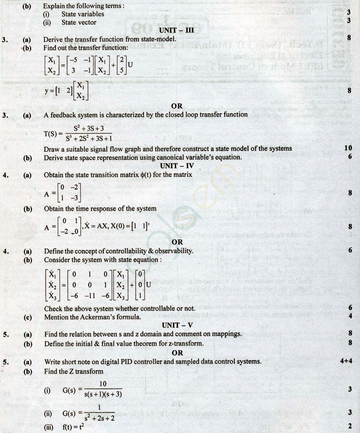 RTU: Question Papers 2014 - 6 Semester - EE - 6E3109
