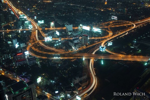 2 tower night thailand highway asia traffic bangkok ii intersection baiyoke