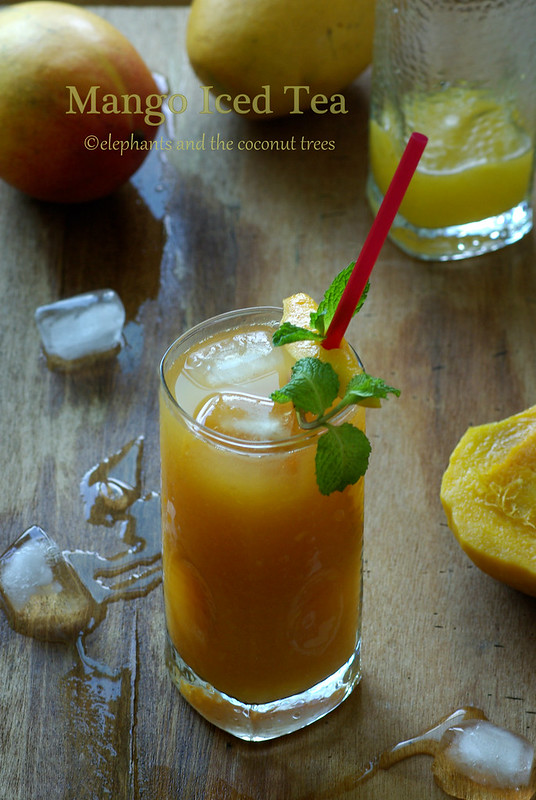 mango iced tea, delicious fruit flavored tea.