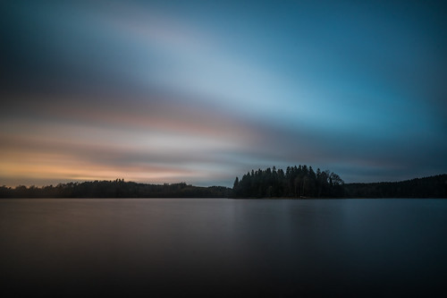 longexposure sunset sky lake water island evening smooth peaceful bigstopper björvattnet