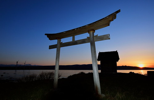 sunset japan nikon hokkaido 神社 夕日 鳥居 風力発電 d7100 suttsu 寿都町 utasutsu 歌棄