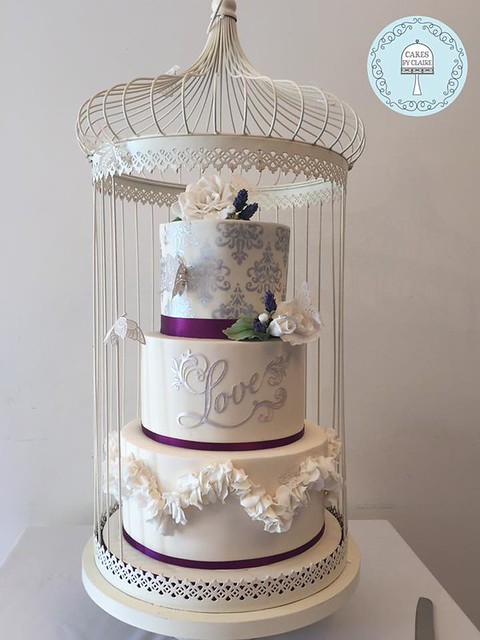 Birdcage and Butterflies Wedding Cake by Claire Maynard of Cakes by Claire