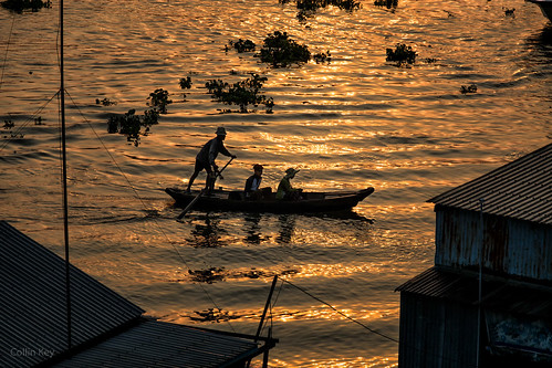 sunrise river dawn golden boat vietnam ferryman mekongdelta mekong chaudoc collinkey