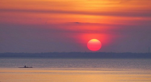 sunset sea sun rowing hernebay