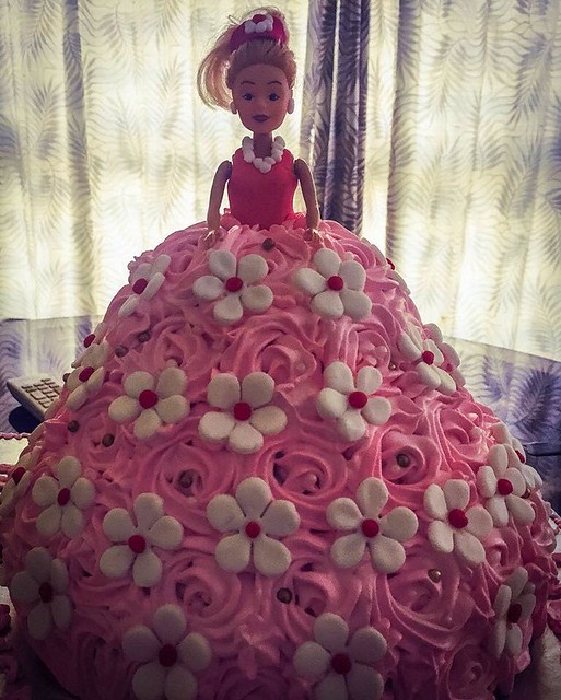 Chocolate Truffle Barbie Cake with Strawberry Buttercream Icing by Payel Sil of Cake and Bake