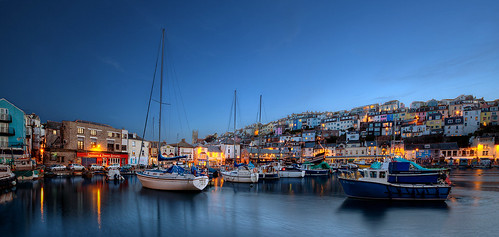 uk england boats harbor twilight harbour dusk sunsets quay devon brixham southdevon