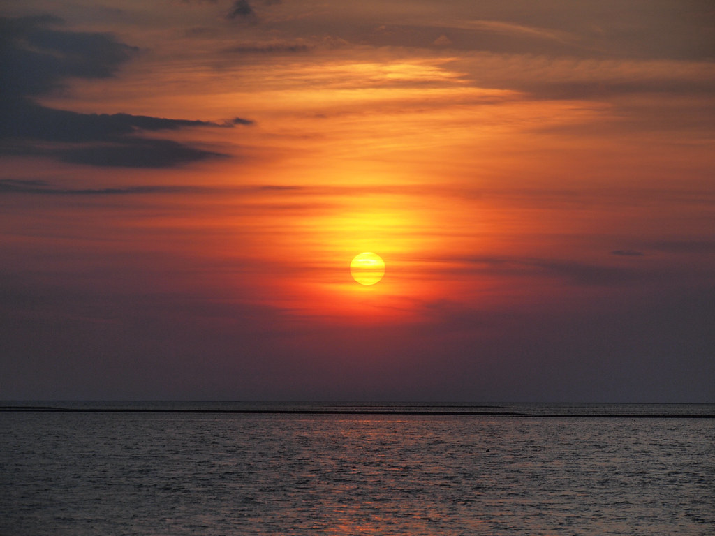 Sunset at Fort Island Gulf Beach in Florida