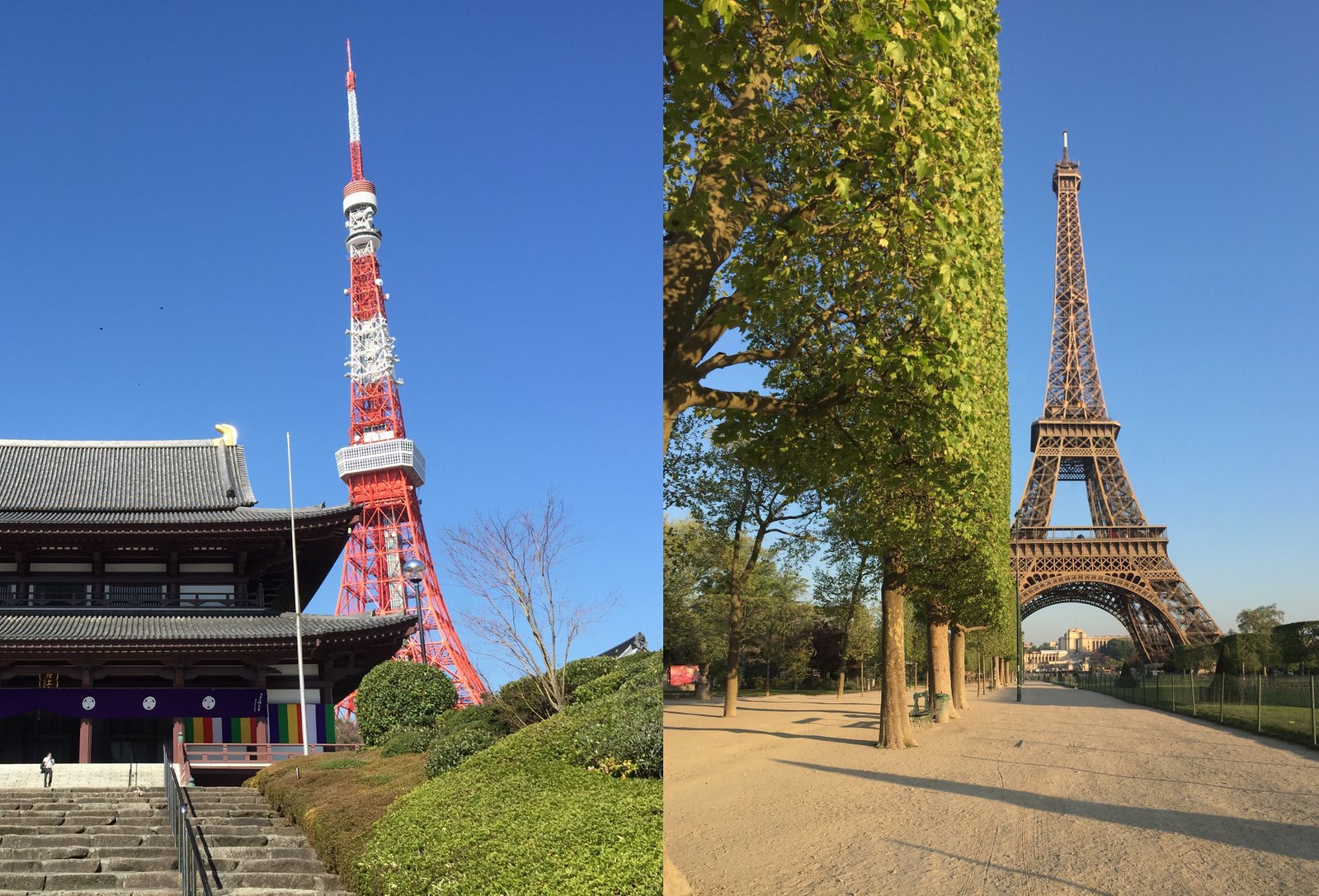Tokyo Tower and Eiffel Tower in Paris